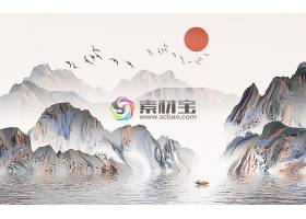水墨中国山水背景墙