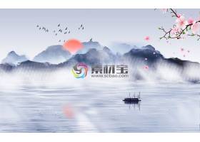 中国风烟雨江南山水花鸟装饰画