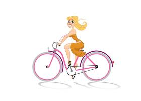 骑自行车的性感美女