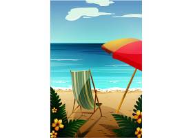 夏天沙滩椅遮阳伞海滩背景图片