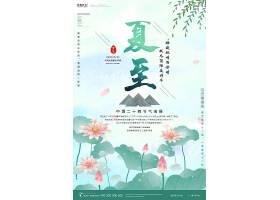手绘中国风二十四节气夏至宣传海报