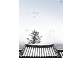 时尚大气韩式传统建筑背景海报设计