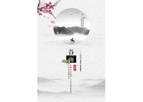 中国风谷雨节日水墨海报