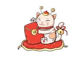 日式手绘招财猫卡通形象装饰元素设计