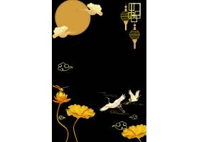 中式黑金古典创意中秋气氛中秋节背景模板
