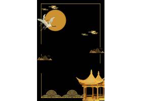 中式黑金古典创意中秋气氛中秋节背景模板