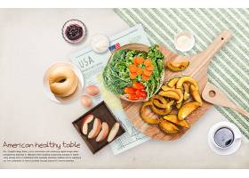 清新简洁时尚风桌上的食物料理主题海报设计