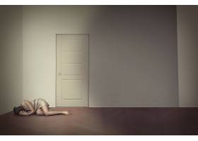 创意女性室内抑郁症主题背景海报设计