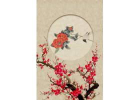 古典中国风水墨花鸟意境复古古风工笔画背景