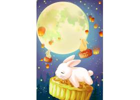 玉兔与月饼插画