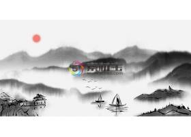  中国风水墨丹青山水意境装饰画