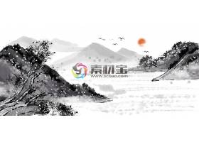  中国风水墨丹青山水唯美意境装饰画