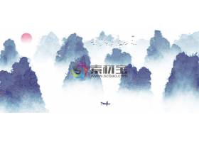  中国风水墨丹青山水唯美意境装饰画