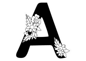 黑色简洁植物花卉个性大写字母设计
