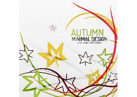 时尚个性秋季枫叶主题线条叶子元素装饰插画设计