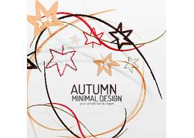 时尚个性秋季枫叶主题线条叶子元素装饰插画设计