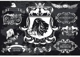 狮子主题欧式花纹边框英文装饰标签模板