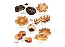 手绘小清新甜品面包糕点主题插画设计