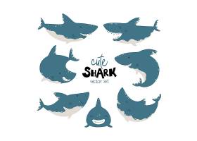 可爱的卡通鲨鱼插画设计
