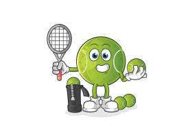 可爱的卡通网球形象人物插画设计