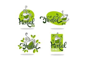 绿色茶类饮料形象主题LOGO图标徽章设计