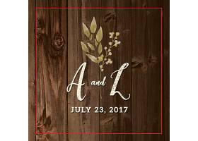 木板背景植物花卉元素婚礼邀请函请柬请帖卡片通用模板设计