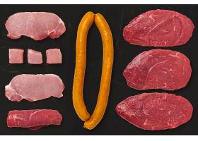 蛋白质丰富的日常家庭牛羊鸡鱼肉类食物展示