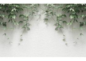 植物素雅墙壁主题中式现代电视墙背景墙客厅装饰墙背景插画