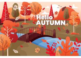 高清秋季背景与多彩视图平面设计插图元素背景