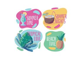高清创意卡通个性夏天冷饮食品图标海滩图案LOGO设计元素