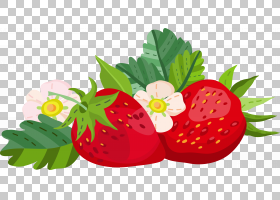 草莓植物手绘插画免扣元素素材
