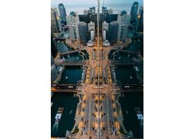 鸟瞰繁华商务金融城市道路