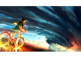 艺术品,男孩,自行车,风,涡轮,壁纸,