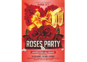 红色玫瑰香槟派对钻石海报设计