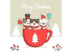 Fun_Christmas_illustrations_of_cute_cats_hand_drawing07