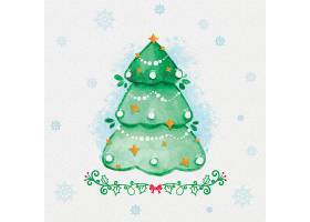 手绘水彩圣诞节圣诞树插画设计