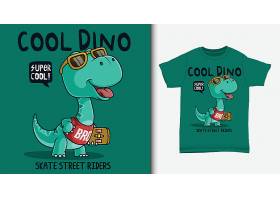 可爱的恐龙儿童T恤服装图案插画设计