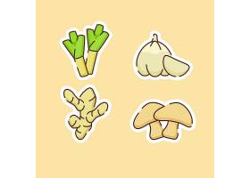 生姜蒜头蘑菇葱主题插画设计