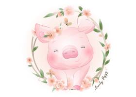 创意粉色卡通猪猪插画