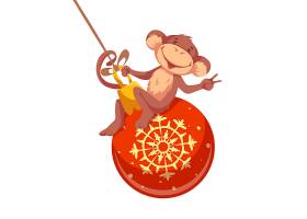 圣诞节装饰球与猴子插画设计