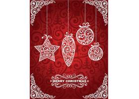 红白色欧式精致边框圣诞节主题装饰图案设计