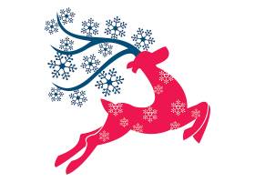 红色圣诞节驯鹿雪花图案插画设计