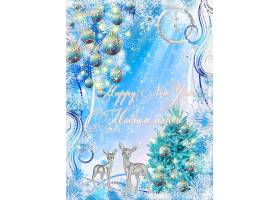 蓝色水晶小路圣诞节装饰球圣诞树装饰背景