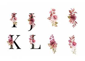 粉色花卉融入大写字母清新矢量素材