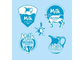 牛奶和奶牛场产品标识矢量集新鲜天然饮料_11059277