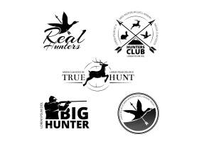 狩猎俱乐部矢量标签徽标徽章套装动物_11054431