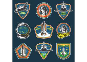 一套复古的太空和宇航员徽章徽章徽标和_9648489