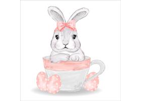 粉色彩蛋水彩兔_12740240