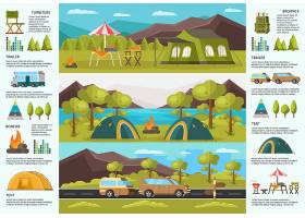五顏六色的旅游露營信息圖模板_9581272