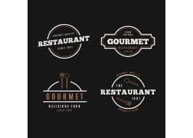 黑色背景下的餐厅复古标志集合_6225711